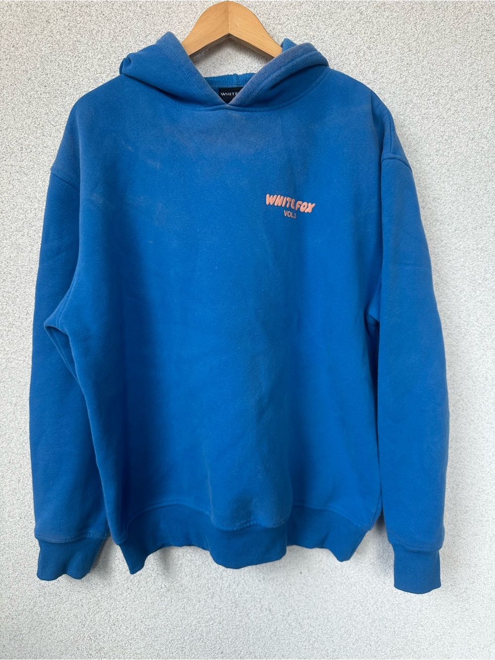 White Fox Vol. 3 Blue Hoodie | Pink Logo | Oversized | M/L, Slight Discoloration